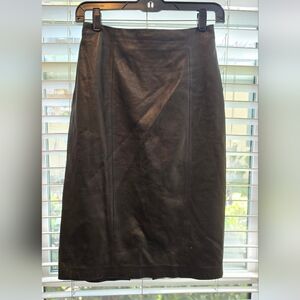 Women's Black Genuine Lamb Skin Leather Pencil Skirt